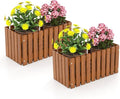 HAPPYGRILL Slat Style Planter Box Wood Raised Garden Bed for Flower Vegetable Rectangular Plant Container for Flowerpot Potted Plant Indoor Outdoor Flower Box for Patio Porch Yard Balcony (2)