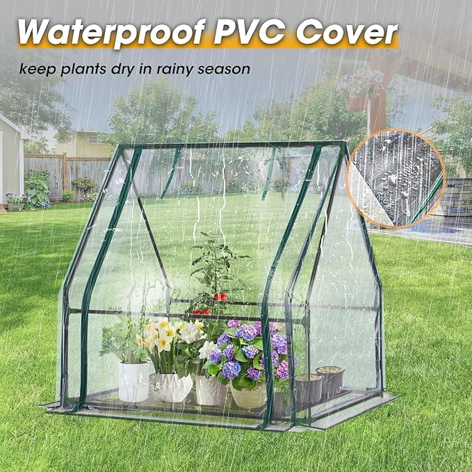 Mini Greenhouse 35×35×36 Portable Greenhouse for Indoor Outdoor Small Green House for Plants Seedling Germination (Clear 35x35x36 inch)