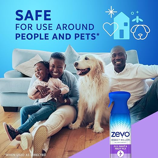 Zevo Flying Insect Killer Spray - Bug Spray for Home Use - Versatile Gnat Mosquito Fruit Fly Killer &amp More - with Rosemary &amp Cornmint Oil - for Indoor &amp Outdoor Use (3 Bottles)