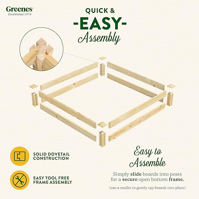 Greenes Fence Original Pine Raised Garden Bed 4' x 4' x 7 - Made in USA with American Pine