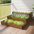 mondaria 3-Tier Planter Raised Beds 47.2 x 65.1 x 18.1 Outdoor Elevated Flower Box Wood Plastic Composite Tiered Garden Bed for Backyard/Patio/Gardener Brown