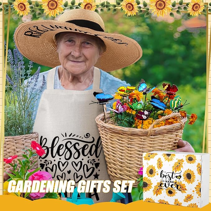 Lasnten 16 Pcs Garden Gift for Christmas Women Mom Grandma Birthday Gift Garden Tools Set Best Ever Mother Present for Her from Daughter Son Granddaughter Grandson(Nana)