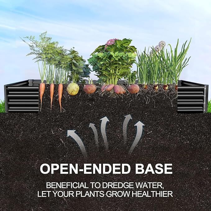 Land Guard 12×4×1ft Galvanized Raised Garden Bed Kit for Vegetables 2 Pack Galvanized Super Large Metal Planter Raised Garden Boxes Outdoor (Gray)