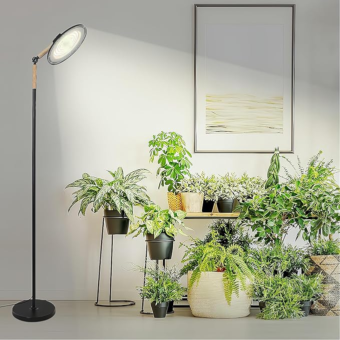HMVPL 100W Grow Lights for Indoor Plants Full Spectrum Plant Lights for Indoor Growing with 216 Light Beads Timer Remote Control Dimmable Standing Growth Lamp for Large Many Plants(5 Level Height)