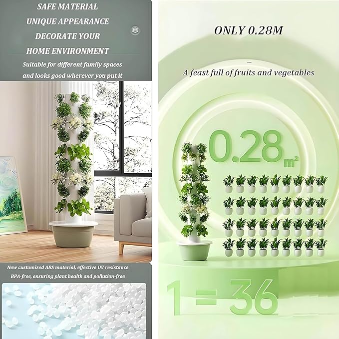 Hydroponics Growing System Tower Garden Hydroponics Growing System Indoor Smart Garden with LED Light Plants Indoor Hydroponic Vegetable Tower for Gardening Lover9 Layer