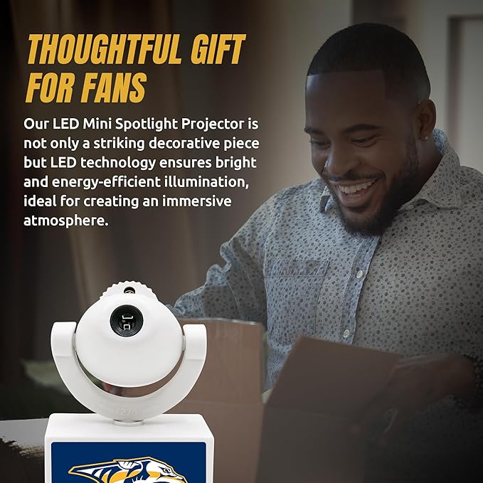 Sporticulture NHL American Hockey Nashville Predators LED Mini Spotlight Projector – 6 Team Logos Portable &amp USB Rechargeable – for Game Day Parties Dorm Rooms &amp More (No Button Batteries Re