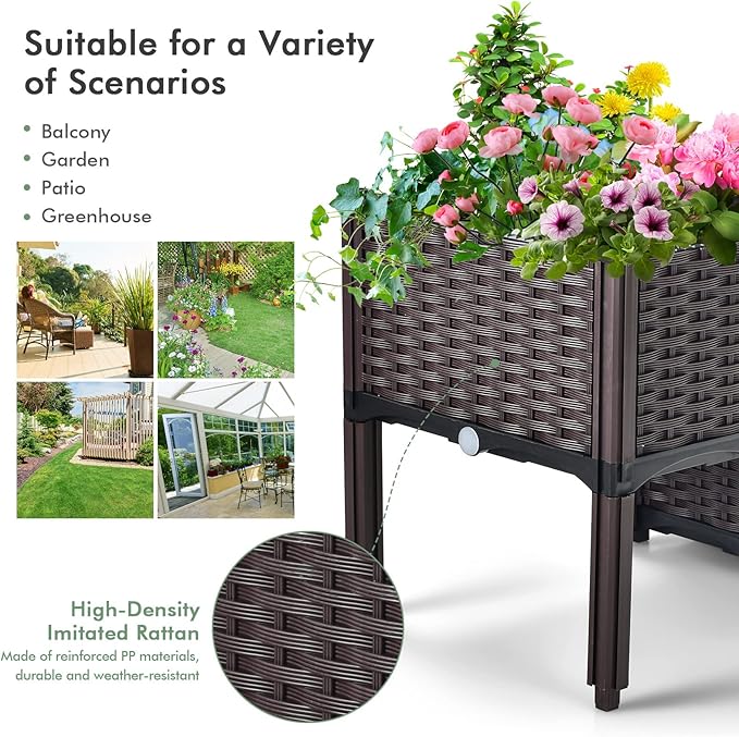 S AFSTAR Raised Garden Bed with Removable Legs &amp Brackets 2 Pack Elevated Garden Planter Kits for Flowers Fruits Vegetables Multiple Combination Planting Box Container for Garden Patio Balcony