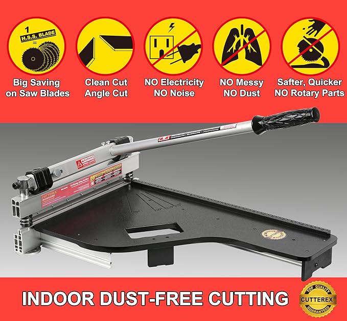13 Laminate Floor Cutter Vinyl Floor Cutter - Meet Multi-Angle/Length Cutting A Flooring Tool also Cuts-Engineered Wood Floor LVP VCT SPC WPC Long Life HSS Blade Mounted!