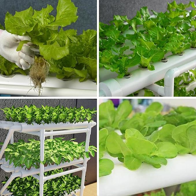 Hydroponics Growing System Kit Aquaponics Growing System3 Layers/90 Sites Food PVC Pipes Planting Vegetables Garden Tools for VegetablesFruitsPlant(Upgraded Version)