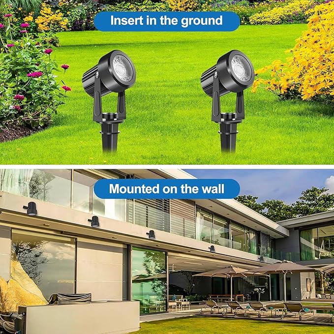 6in1 3000kOutdoor Landscape Lighting 6In1 Pack Outdoor Spot Lights LED Landscape Lighting for Yard Plant Lawn Garden IP65 Waterproof 3000K Warm White
