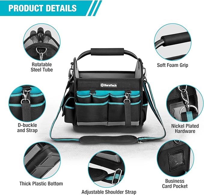 WORKPRO 5PCS Garden Tool Set &amp DURATECH 12 Inch Tool Tote with Waterproof Hard Bottom