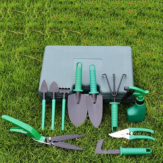 Garden Tools Kit Metal Plastic Multifunctional Complete Kit Gardening Tool Set Comfortable Hand Feel Gardening Tools for Planting Pruning ers[Green]