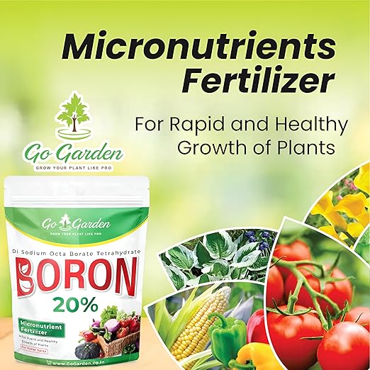 Go Garden Boron 20% Micronutrient Fertilizer - Boosts Vegetable Growth 250g Powder Fertilizer for Plants