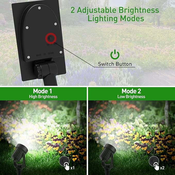 T-SUNUS Solar Spot Lights Outdoor IP65 Waterproof White 6000K Landscape Spotlights 9.8ft Cable Separate Panel Auto Dusk to Dawn Dimmable for Flag Yard Garden Patio Driveway Pathway Garage