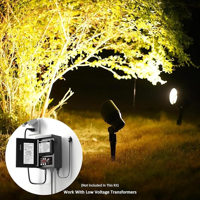 Malibu Low Voltage Landscape Lighting 9604 - 20W 145 Lumens Halogen Outdoor Lights 2800K With Stake Connector (8 Pack)