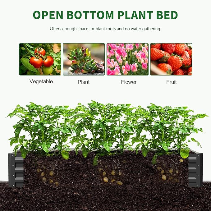Galvanized Raised Garden Bed with Crop Cage Plant Protection Net Tent Kit for Garden Plant 71x35.4x 59 Plants Protection Tent Cage Metal Planter Box Bottomless Planting Vegetables Outdoor