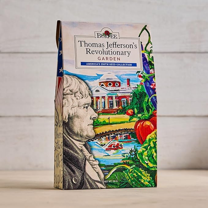 Burpee 'Thomas Jefferson’s Revolutionary Garden' Seed Collection – 8 Heritage Vegetable &amp Flower Varieties with Plant Labels &amp Monticello Keepsake Card
