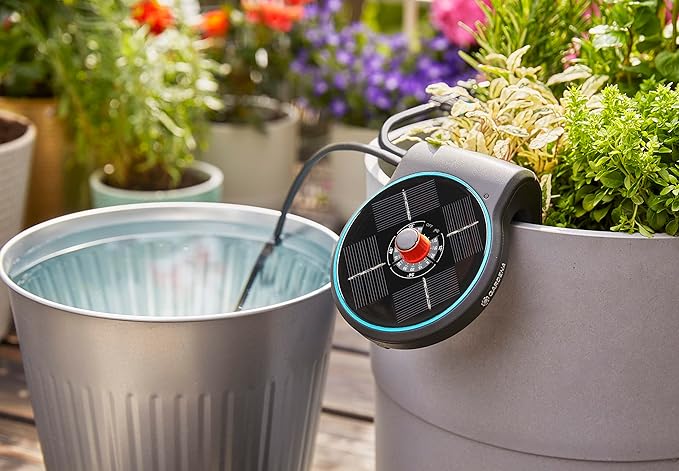 Gardena 13300-20 AquaBloom Solar-Powered Irrigation Pump/Timer Set: Water 20 Indoor/Outdoor Plants up to 13ft High All Year Long No Electricity/Water Connection Needed - Made in Germany