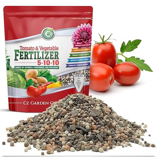 5-10-10 Tomato &amp Vegetable Fertilizer - Made in USA - NPK + Micronutrients Plant Food for Flower Gardens - (Cz Garden Organics All Purpose Fertilizer 8LB)