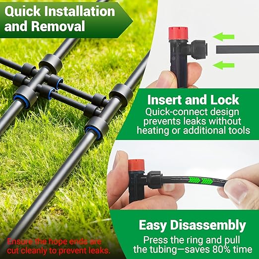 100FT Drip Irrigation System for Garden 2026 Upgraded DIY Automatic Plant Watering Kit with Push-Fit Connectors 30 Water-Saving Adjustable Drip Emitters for Yard Lawn &amp Greenhouse