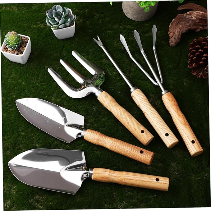 HEMOTON 1Set Garden Tools Kit Heavy Duty Set with Ash Handles for Pruning Digging and Planting Gardening Men and Women