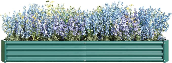 7.6x3.7x0.98ft Metal Raised Garden Bed Outdoor Planter Box for Flowers Plants Vegetables Herb Fruits Green