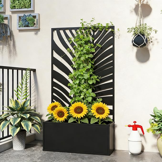 Space-Maximizing Raised Planter Use Freestanding or Mount on Railings/Walls - Ultimate Balcony &amp Small Yard Garden Bed for Herbs Salad Greens &amp Decorative Flowers No Ground Needed