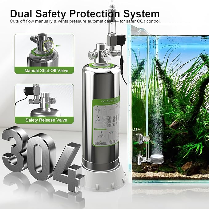 FZONE 5L Upgraded Aquarium CO₂ System with Complete Accessories CO₂ Generator kit with Integrated Solenoid &amp Bubble Counter Safety Valve Main Switch for Planted Tanks