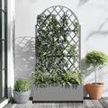 Casaphoria Metal Raised Garden Bed with Trellis and Wheels 72x35x16 Arched Planter Box for Climbing Plants Vegetables &amp Vines Features Drainage Holes and Privacy Screen (Grey-Laurence)