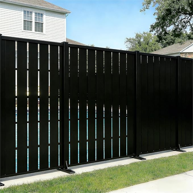 72 h x 47 w Outdoor Metal Privacy Screen Freestanding Screen Panel with Stand Privacy Fence and Room/Garden Divider Weather-Resistant Steel for Patio Garden Balcony or Backyard