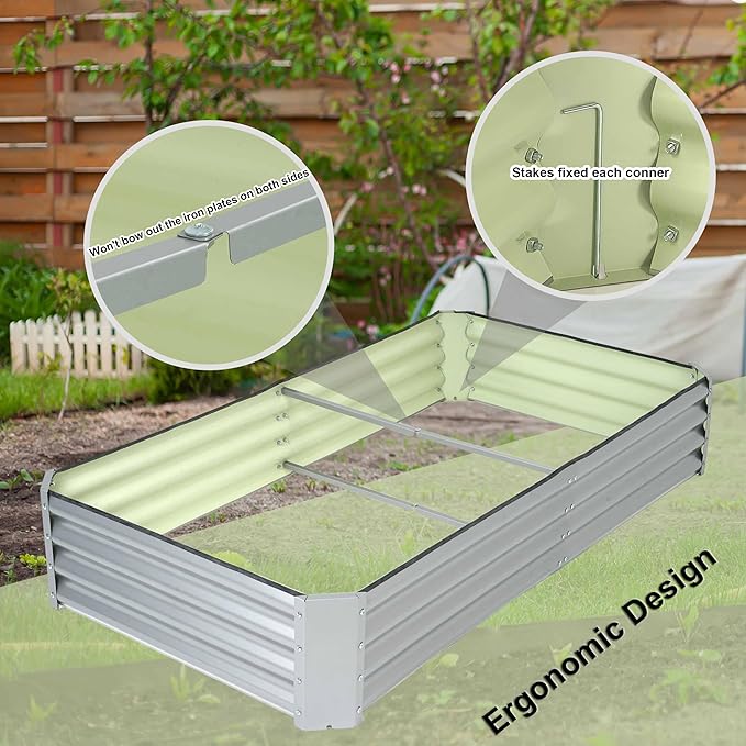 porayhut 6'x3' Raised Garden Bed Kit Easy Set-up Planter Box for Vegetable FruitMetal Galvanized Large Size Raised Bed