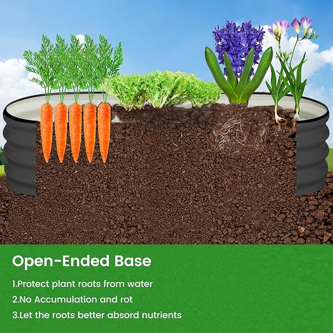 4.5x2x1.5 FT Oval Raised Garden Bed 2 Pcs Galvanized Raised Beds for Outdoor Planter Raised Boxes with Open-Ended BaseLarge Metal Raised Planter Beds for VegetablesFlowersTool-Free AssemblyGray