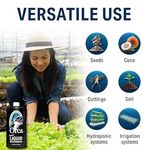 16 oz Orca Liquid Mycorrhizae for Plants - Mycorrhizal Fungi Root Stimulator and Booster - Enhance Plant Success with Microbes for Soil