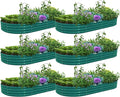 6 Pack 8x4x1FT Galvanized Raised Garden Bed Kit Oval Metal Ground Planter Box Outdoor Bottomless Planter Raised Beds for Vegetables Flowers Herbs Fruits Green