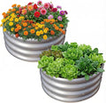 2x2x1 FT Round Galvanized Raised Garden Bed Kit OutdoorGarden Bed for Vegetables Fruits Flowers(Silver2PCS)