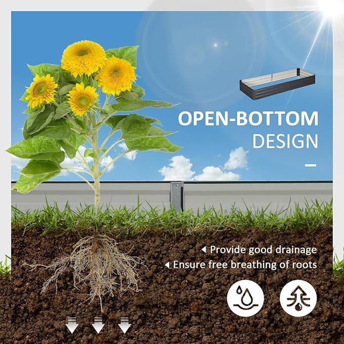 Galvanized Raised Garden Bed 7.9' X 3' Metal Planter Box for Vegetables Herbs &amp Flowers