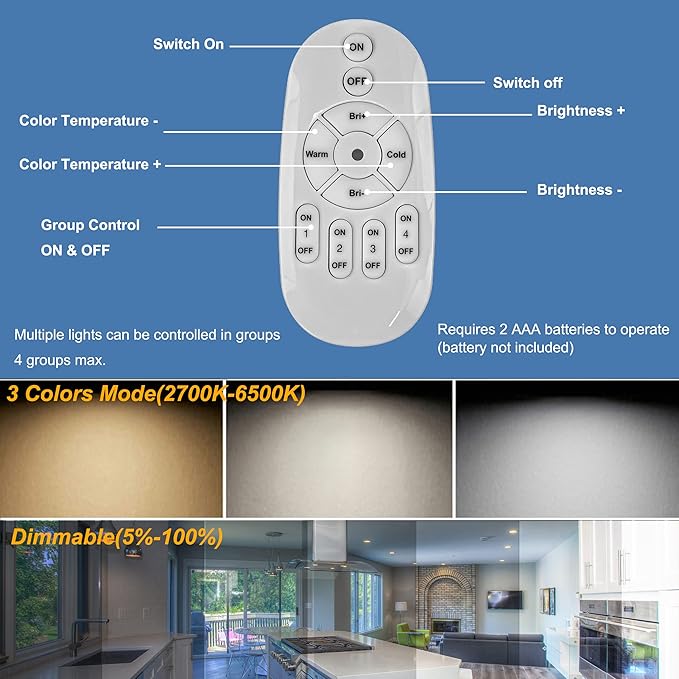 Kiven 7W LED Indoor/Outdoor Waterproof SpotlightDimmable Porch Light with Vinly Siding Hooks9.84 FT Plug-in Cord and Remote Control Plug in Accent Light for Plants Porch Garden