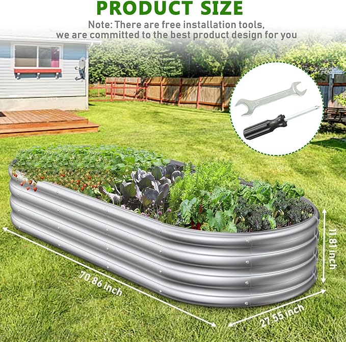 6x2.3x1ft Raised Garden Bed for Flowers Outdoor Raised Planter Box Backyard Raised Garden Bed for Plant
