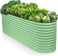 9-in-1 Galvanized Raised Garden Beds Outdoor // 8×2×2.5 ft Modular Planter for Gardening Vegetables Flowers // 32 Extra Tall Metal Raised Garden Bed (Light Green) // Patented Design Planter Box