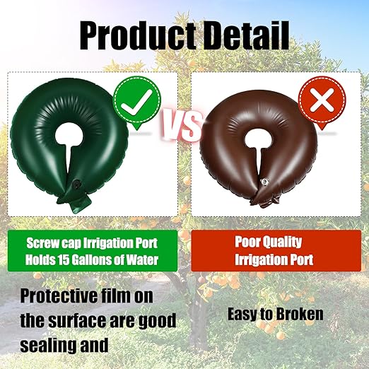 Foaincore 6 Pcs 10 Gallon Heavy Duty Tree Watering Ring PVC Drip Irrigation Deep Tree Root Watering Bag Round Trees Slow Release Water Pouch Planting Drip Irrigation Rings for Gardening Supply(Green)