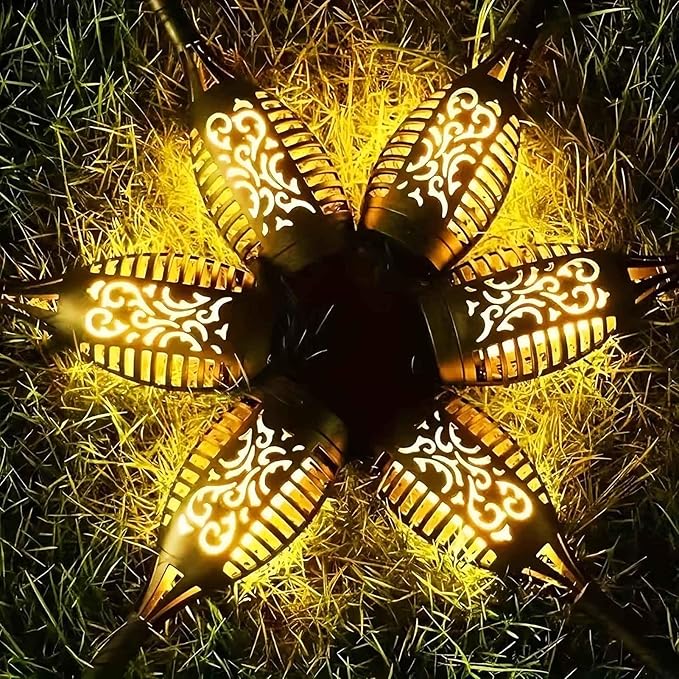Solar Garden Stake Light –Flame Torch Lamp Weatherproo for Outdoor Pathway Lighting No Wires Required with Automatic Night Activation(Warm Light6PCS (1.2V))