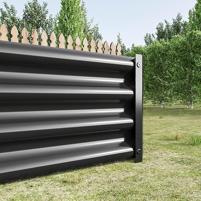 Angel Sar Galvanized Raised Garden Bed 6 x 3 x 1FT Metal Planter Boxes Outdoor with 2 Supporting Bars &amp Open Bottom Raised Garden Beds Outdoor Planter Box for Vegetables Flowers Hurbs Black
