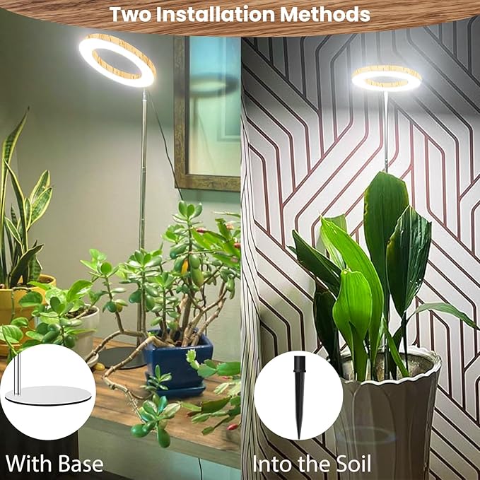 Grow Lights for Indoor Plants Full Spectrum Plant Lights for Indoor Growing with 6/12/16H Timer 3 Optional Spectrums5 Dimmable Levels Height Adjustable 9.8-37.4 Wood Grain Desk Grow Lamp