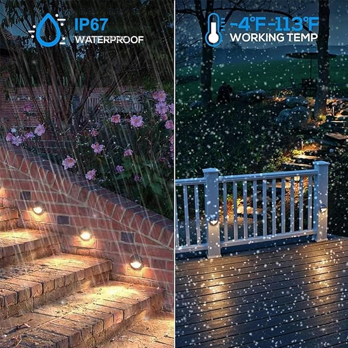 8 Pack Led Landscape Lights - Recessed Spotlight 4W Warm White Light 3000K Step Stair Lights Ip67 Waterproof Round Wall Lamp with 1M Wire for Tree Garden Yard PathwayDc 1224v-4W
