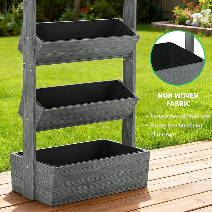 DoCred Vertical Wooden Raised Garden Bed 5 Tier Upgraded Garden Planters Freestanding Wood Plant Stand Flower Rack Wooden Planter Box for Plants Herbs Flowers Vegetables Outdoor Indoor