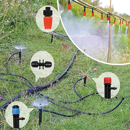 256FT Automatic Drip Irrigation System KitAutomatic Garden Watering Misting System for Greenhouse Yard Plant Lawn with 1/2 inch Hose 1/4 inch Distribution Tubing and Accessories