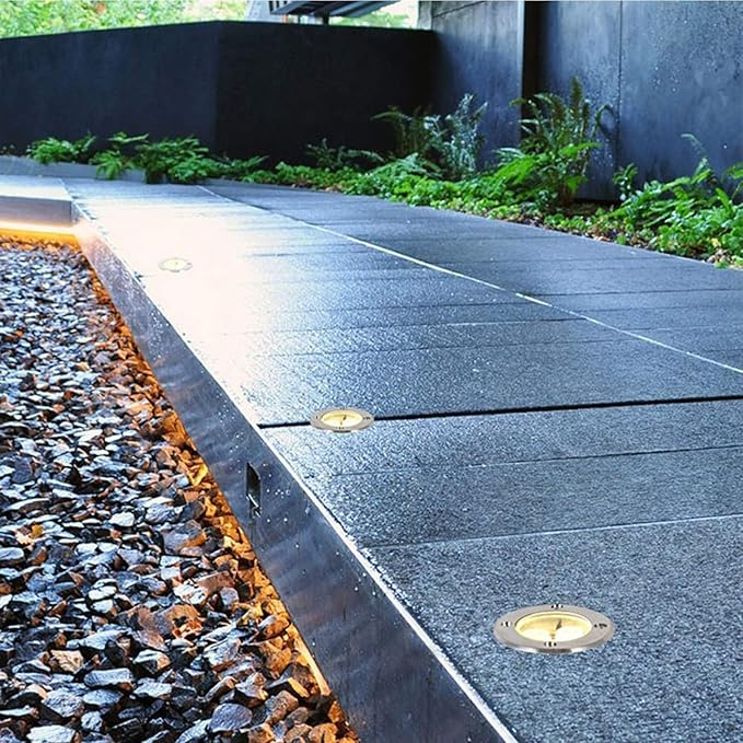 4 Pack Landscape Lights - 5W Outdoor Buried LED Spotlights Round Garden Floor Lamp IP67 Waterproof LED Path Light Decorative Walkover Lights