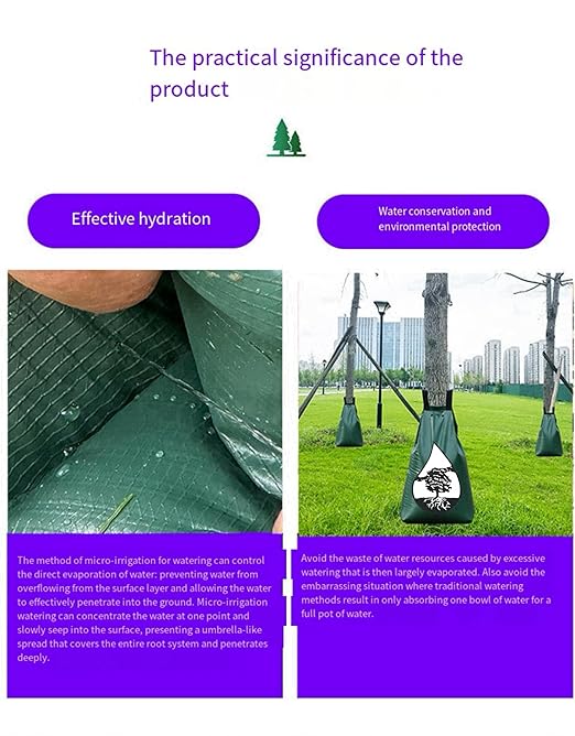 Tree Watering Bags Slow Release 3 Pack 20 Gallon - Water Bags for Trees with One-Way Zipper Wide Fill Opening &amp Handles - PVC Drip Irrigation Bag for Newly Planted &amp Established