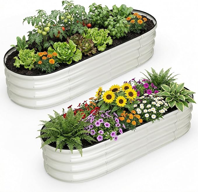 2pack Galvanized Raised Garden Bed Kit 4.5x2x1ft Easy Assembly Metal Raised Bed Deep Root Planter Box for VegetablesFlowersHerbs