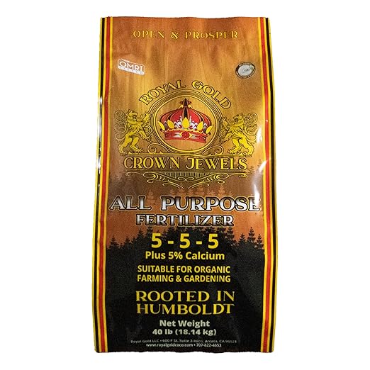 Royal Gold Crown Jewels Organic All Purpose 5-5-5 Dry Soluble Fertilizer 40 lbs - Excellent for Pre-Amending Soils Top-Dress Applications in Composts and Nutrient Teas